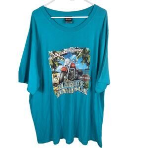 Harley Davidson Mens 3XL Teal Blue Cotton Blend Riding and Relaxing Casual Shirt